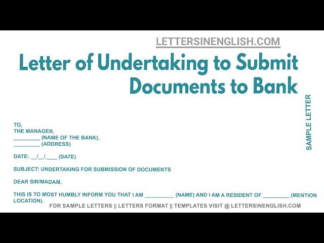 Letter Of Undertaking To Submit Documents To Bank - Undertaking Letter for Submission of Documents