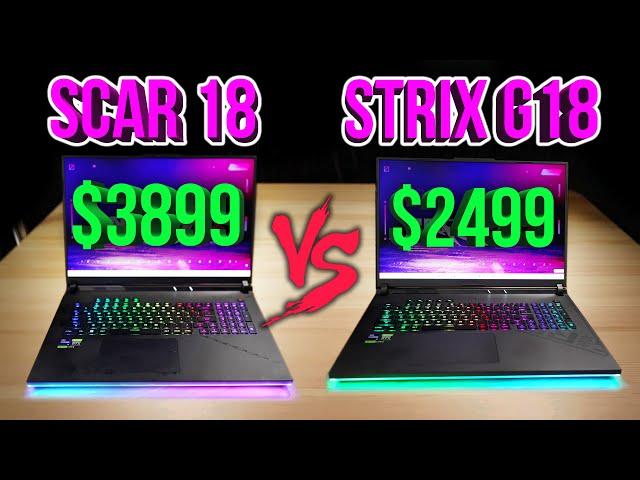 Scar 18 (RTX 4090) vs Strix G18 (RTX 4080) Review! 10 Game Benchmarks! Timespy, Cinebench R23