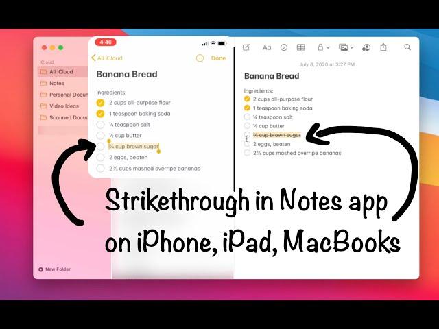 How to use the STRIKETHROUGH text in Apple Notes app on iPhone/iPad and Mac.