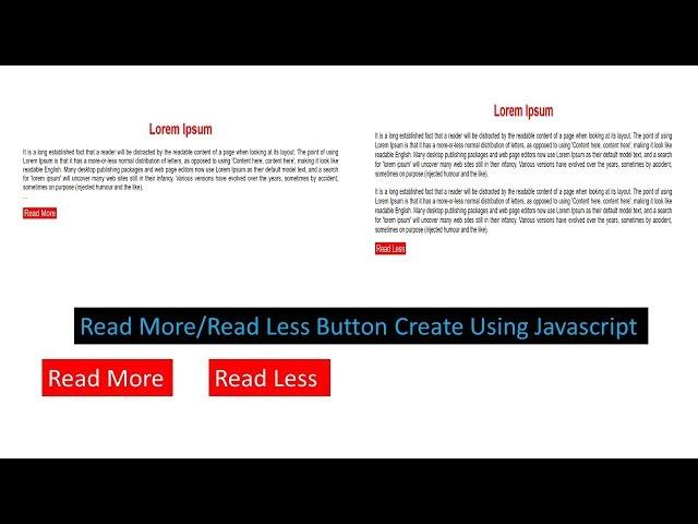 Read More/Read Less button create using javascript Html and Css