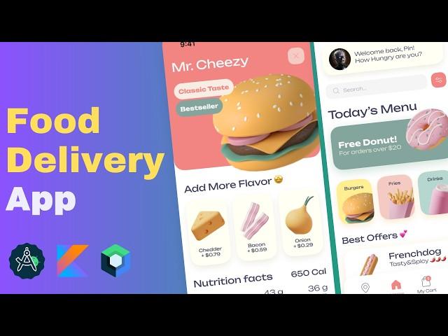 Jetpack Compose tutorial - Food Delivery Kotlin App | Online Shop App | Android Studio Project 2024