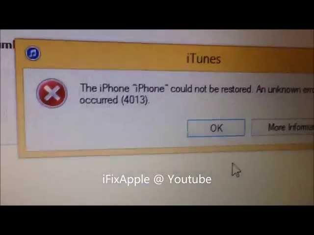 Fix iphone 5 5S 6 7 8 X 11 4013 error on itunes