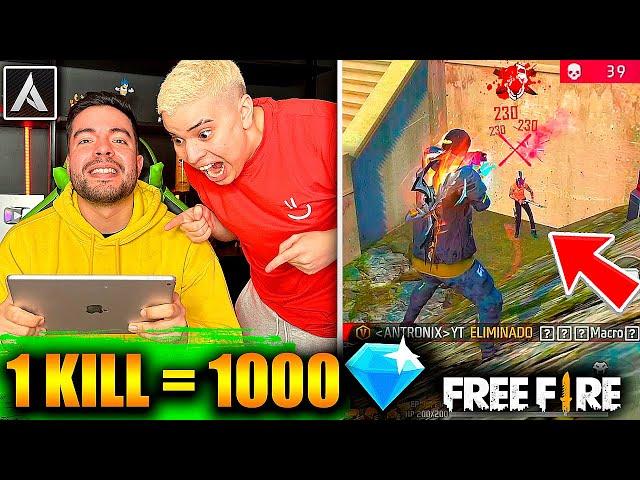 ¡LE DOY 1,000 DIAMANTES a ANTRONIXX por KILL en FREE FIRE! *RECORD  MUNDIAL* | TheHectorino