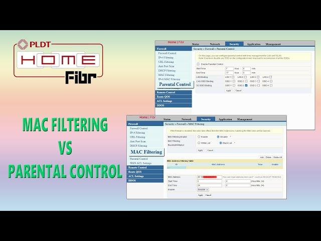 PLDT Home Fibr MAC Filtering vs Parentral Control