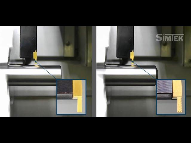 Grooving and turning with 3D-lasered chip forming geometry by SIMTEK