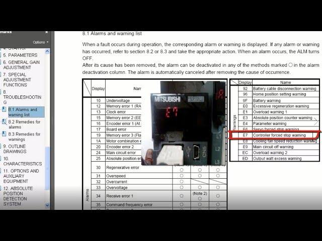 Mitsubishi Quick Tips: Clearing an 'E7' Warning on a Mitsubishi Servo Amplifier