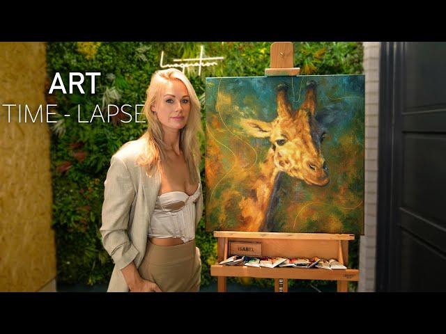 Oil Painting Time Lapse | Art Demonstration | Artist - Isabel imagination || "Giraffe"