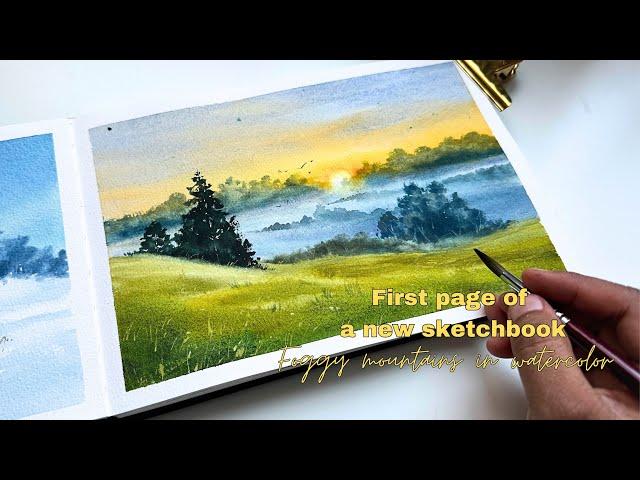 Paint a foggy landscape in my new sketchbook with me | Watercolor tutorial | Justartsbyraniya