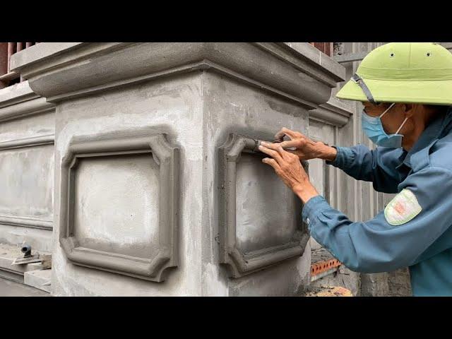 Creative Construction Tips With Round Plastic Pipes And Cement Rendering Skills On The House Pillars