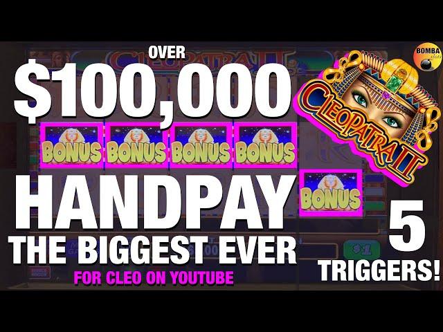 I WON OVER $100,000.00 HANDPAY! BIGGEST JACKPOT EVER ON YOUTUBE for Cleopatra 2! MASSIVE SLOT WIN!