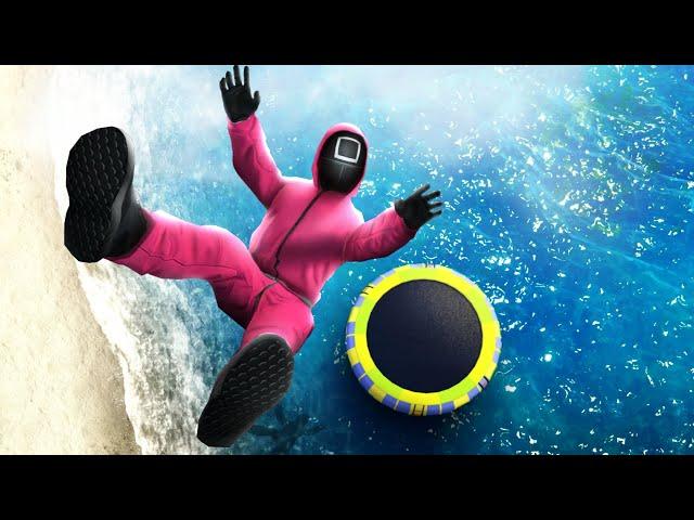 GTA 5 SQUID GAME Guard • Water Trampoline Jumps and Fails (No godmode)