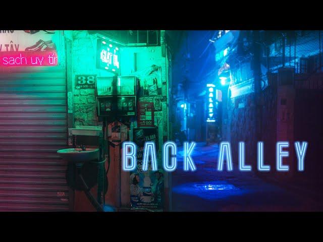 Back Alley Ambience | ASMR | Bar street at night, neon lights, distant music, people, traffic sounds