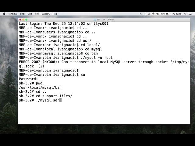 MySQL OS x ERROR 2002 HY000 Cant connect to local MySQL server through socket
