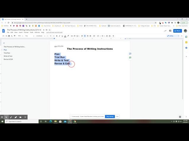 Google DOCS:  Outline Features