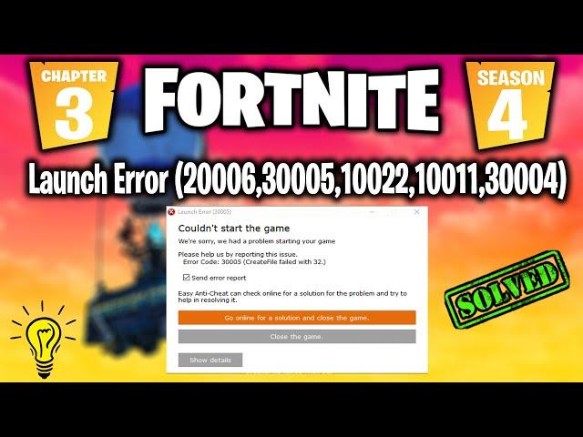 FORTNITE Launch Error Code: 20006,30005,10022,10011,30004 Fortnite Chapter 3 Season 4!