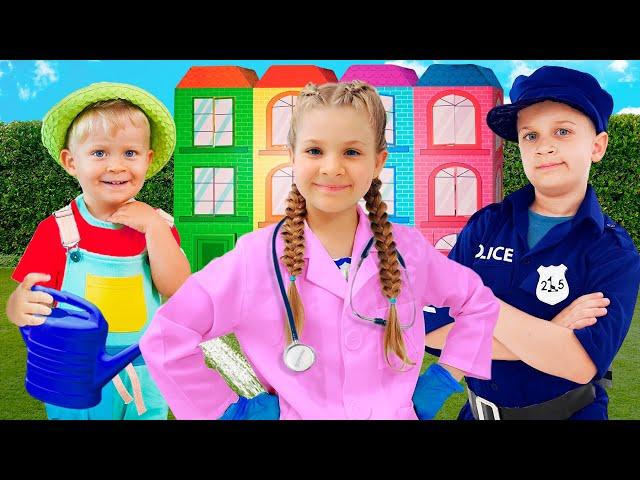 Diana Roma e Oliver svolgono diversi lavori e professioni | compilation storie per bambini