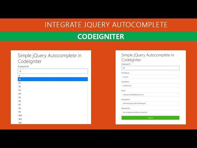 Integrate jQuery UI Autocomplete with CodeIgniter Using jQuery, Ajax & MySQL