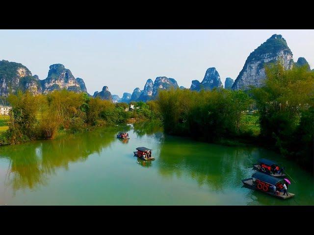 Sunshine girls visit the Mingshi Village, Guangxi, China.