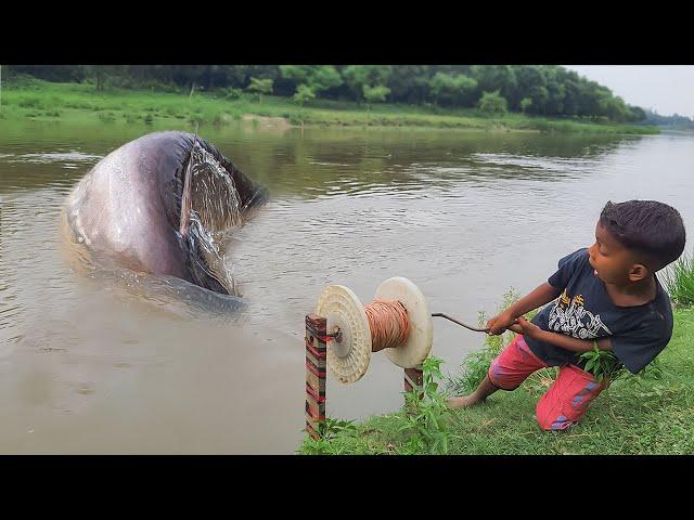 Unique Best Hook Fishing Video 2022 | Traditional Boy Catching Big fish With Plastic Box in River