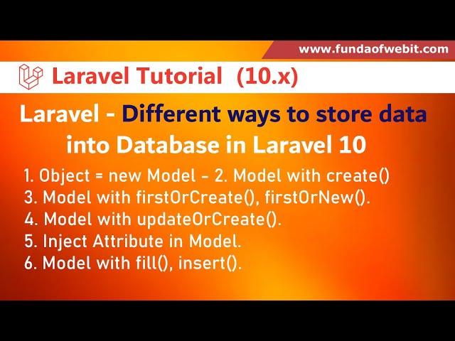 Laravel Tutorial - 9 Different ways to store data into database using Eloquent Model in Laravel 10