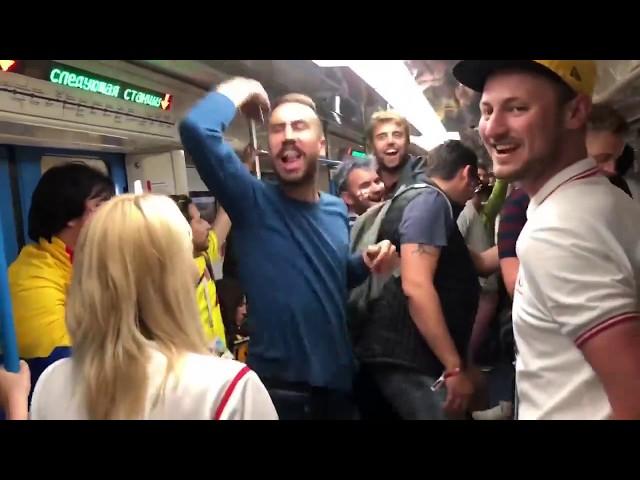 England Fans Fights With Colombia Supporters in Moscow Subway | 03/07/2017