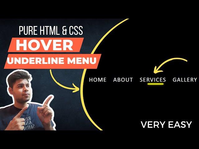 Navbar with underline hover effect | css hover effects | animated navbar in css #navbar