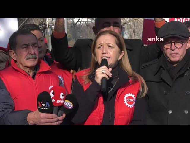 Arzu Çerkezoğlu, Çalışma ve Sosyal Güvenlik Bakanlığı önünde açıklama yapıyor | Ankara