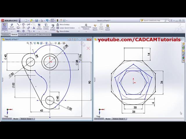 SolidWorks Exercises for Beginners - 2 | SolidWorks Sketch Basics Practice Tutorial