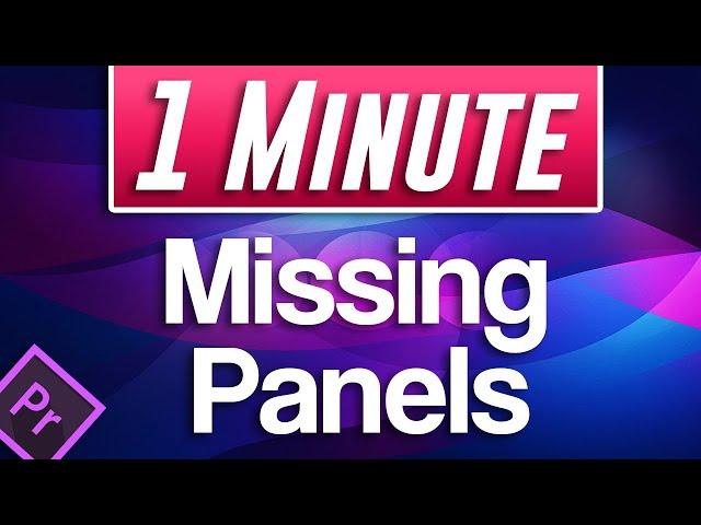 Missing Effect Controls Panel and No Toolbar Fix | Premiere Pro CC Tutorial