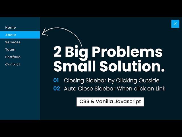 Closing Sidebar by Clicking Outside using Javascript | Auto Close Sidebar When click on Link