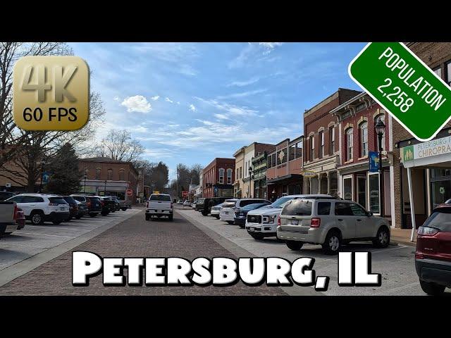 Driving Around Small Town Petersburg, IL in 4k Video