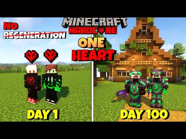 We Survived 100 Days On One Heart Ultra Hardcore Mode In Minecraft | Duo 100 Days