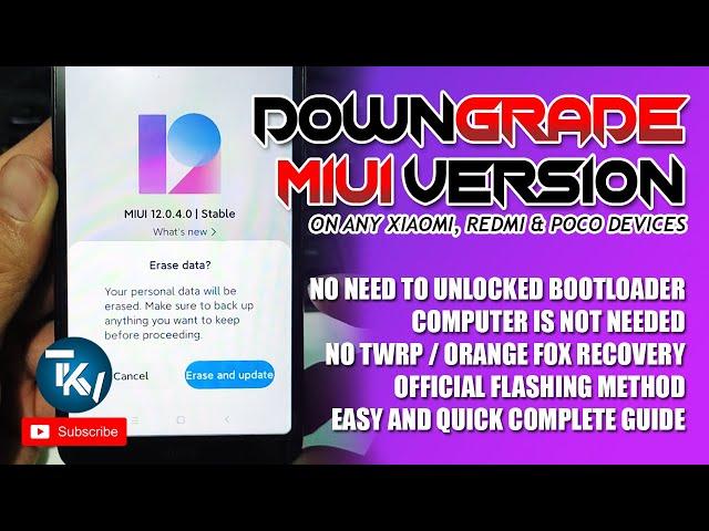 DOWNGRADE MIUI VERSION WITHOUT A PC | OFFICIAL METHOD | HOW TO DOWNGRADE MIUI 12 TO MIUI 11/10 | TKV