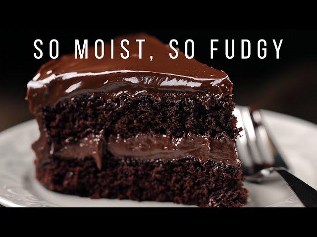 Moist & Fudgy Chocolate Cake with Everyday Ingredients