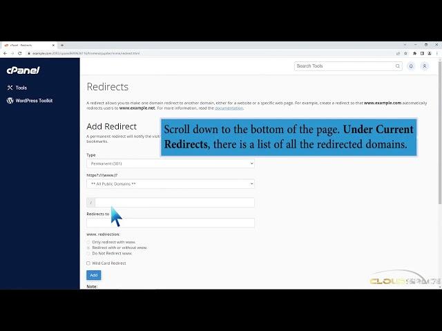 How to Remove Domain Redirect in cPanel with CloudSpace