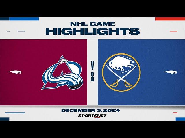 NHL Highlights | Avalanche vs. Sabres - December 3, 2024