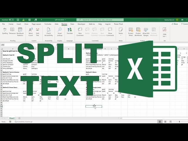 How to split text in excel - 7 methods