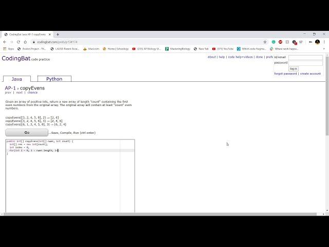 AP-1 (copyEvens) Java Tutorial || Codingbat.com