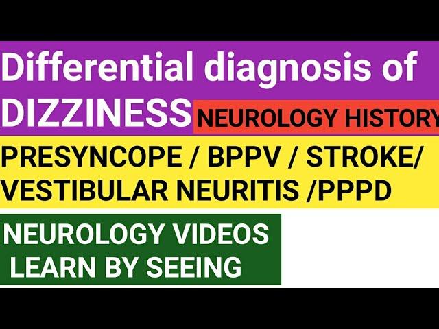 Neurology history / vertigo / differential diagnosis of dizziness