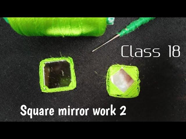 Class 18 : Maggam work// Aari work class 18// How to stitch Square mirror work on maggam work