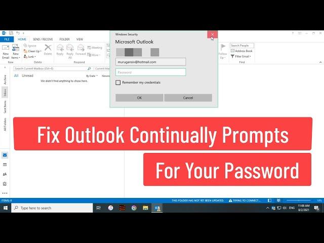 Fix Outlook continually prompts for your password when you try to connect to Office 365