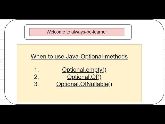 How & When To Use JAVA-OPTIONAL-Methods empty, Of, OfNullable ??