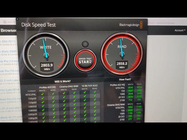 MacBook Pro 2020 M1 Blackmagic Disk Speed Test