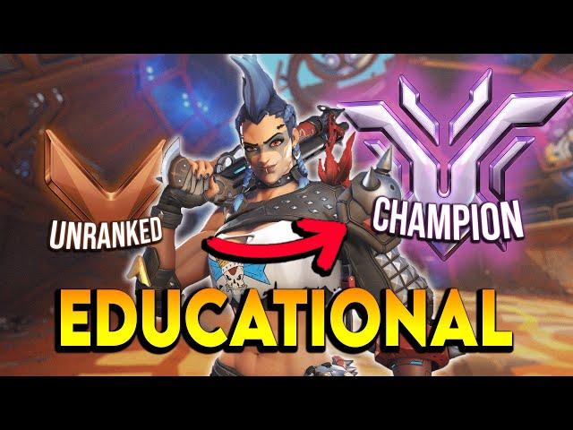 EDUCATIONAL JunkerQueen Unranked to CHAMPION | (JQ ONLY GAMEPLAY) | Overwatch 2