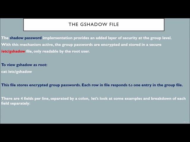 71   Explanation of gshadow file