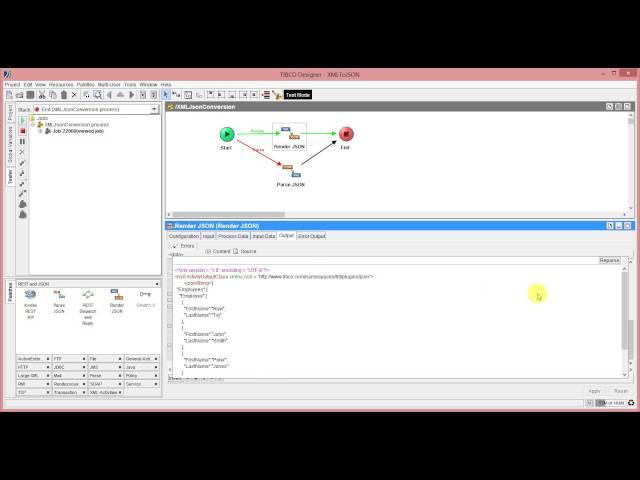 TIBCO BW Rendor JSON and Parse JSON Palettes