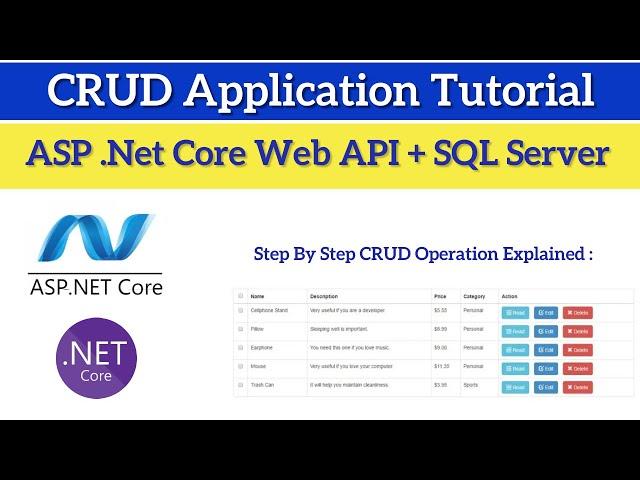 Asp.Net Core Web API CRUD operations using SQL Server  | Rest API