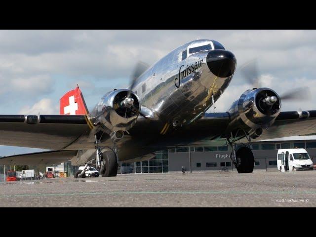 HISTORIC Swissair Douglas DC-3 Start Up & Take-Off -  Great Sound!