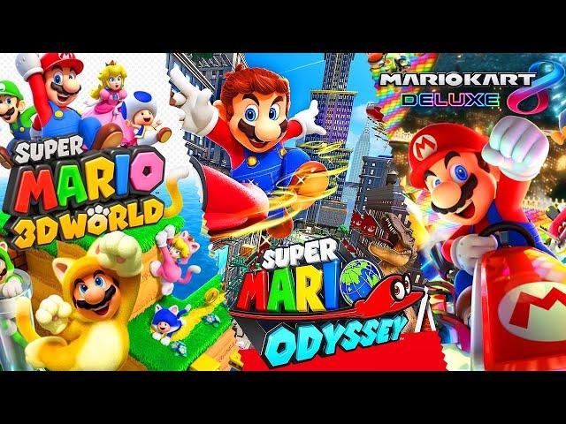 Super Mario 3D World + Super Mario Odyssey + Mario Kart 8 Deluxe - Full Game Walkthrough