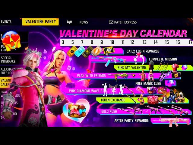 FREE FIRE NEW EVENT | 1 FEBRUARY NEW EVENT | VALENTINE'S DAY CALENDAR FREE FIRE | FF NEW EVENT